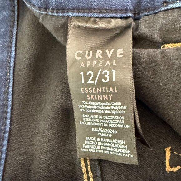 Curve Appeal Jeans Womens 12/31 Hi Rise Essential Skinny Stretch Casual Comfort - Picture 11 of 16